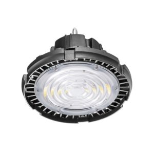 Luminario LED tipo campana industrial UFO 200 W multivoltaje para interior y exterior, ideal para bodegas, almacenes y tiendas de autoservicio o áreas con techos altos. Además es aprueba de agua.